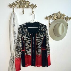 Animal print zip up cardigan L ptp 21”